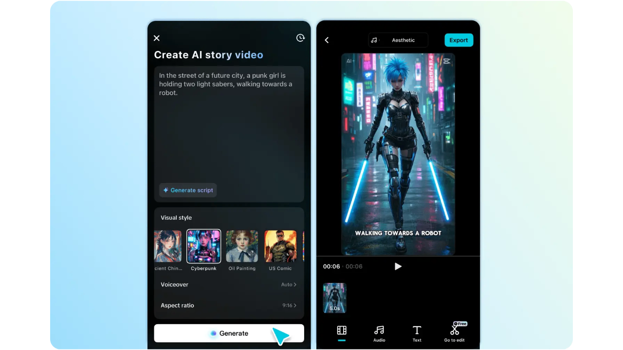 Hasilkan video cerita AI anda