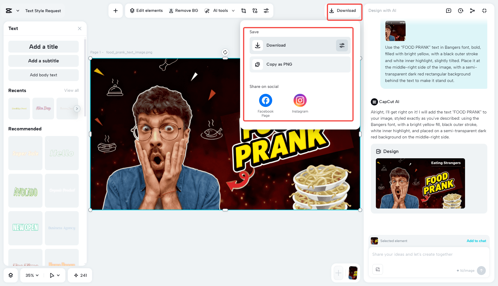 Export your YouTube thumbnail with text design