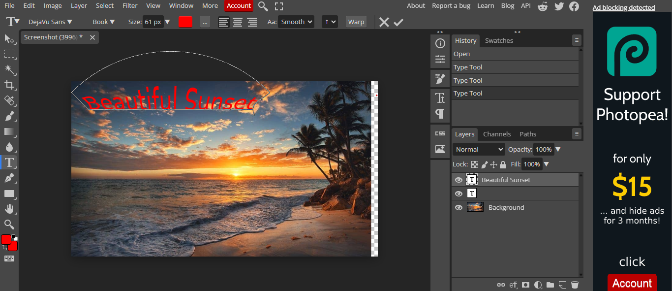 Photopea interface