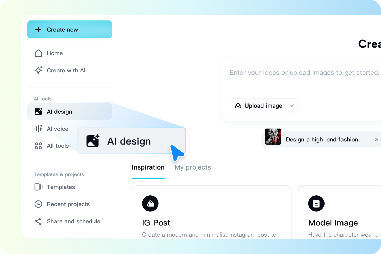  Navigate to AI design tool in the online photo editor