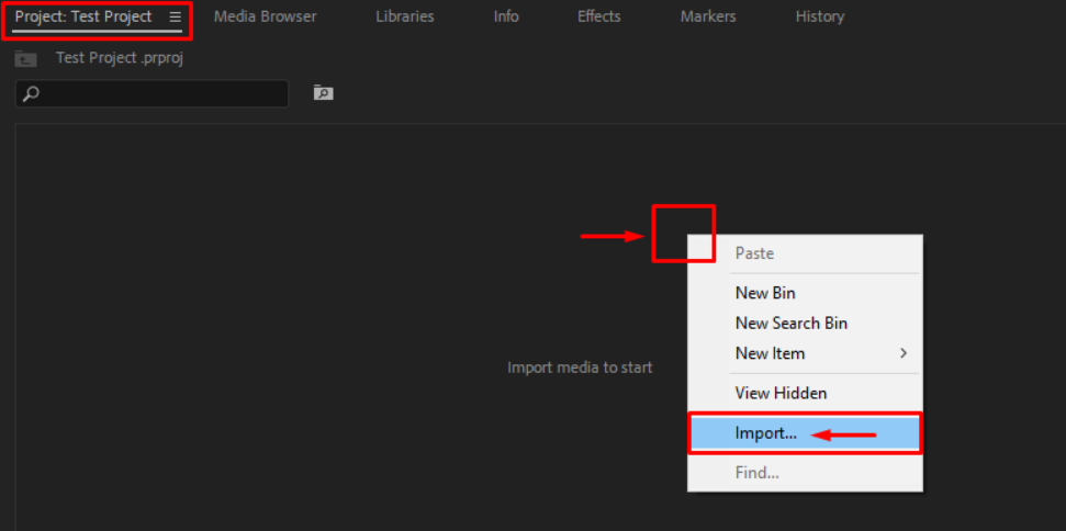 Set up a new project and import media