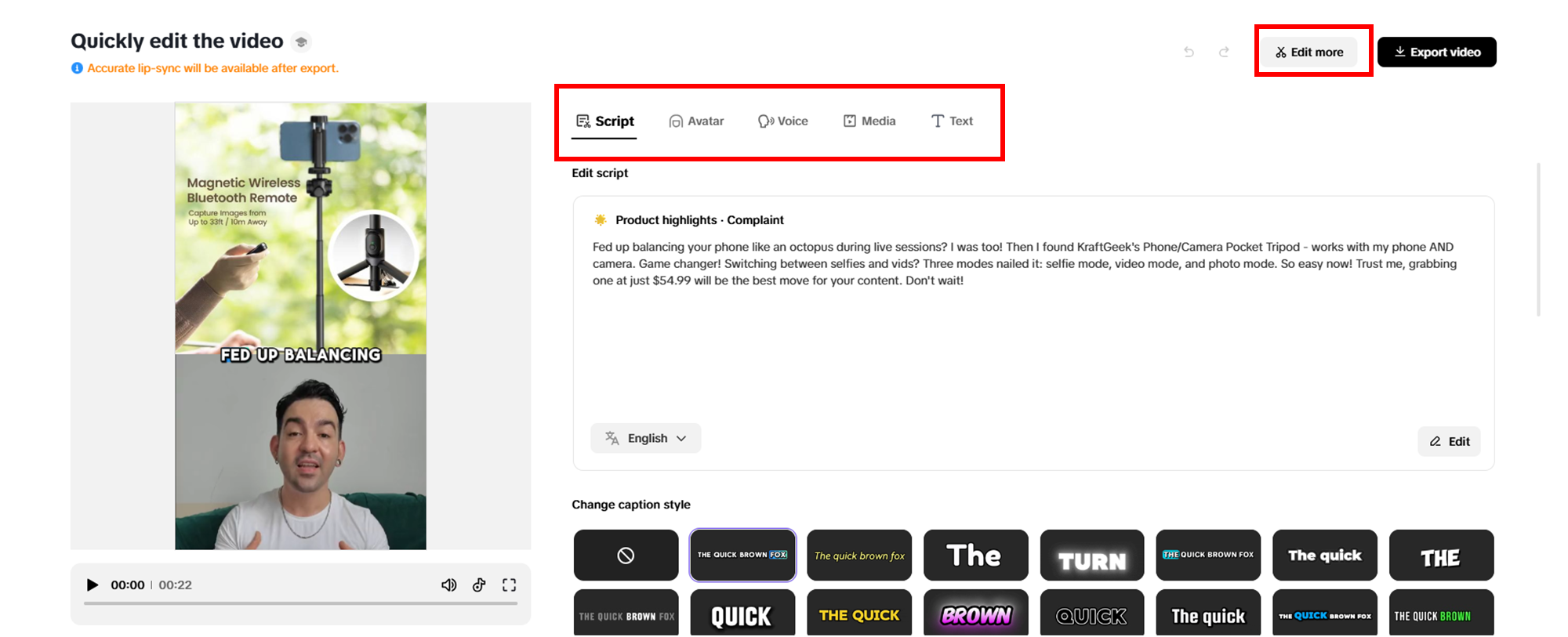 Perform any quick changes to your video