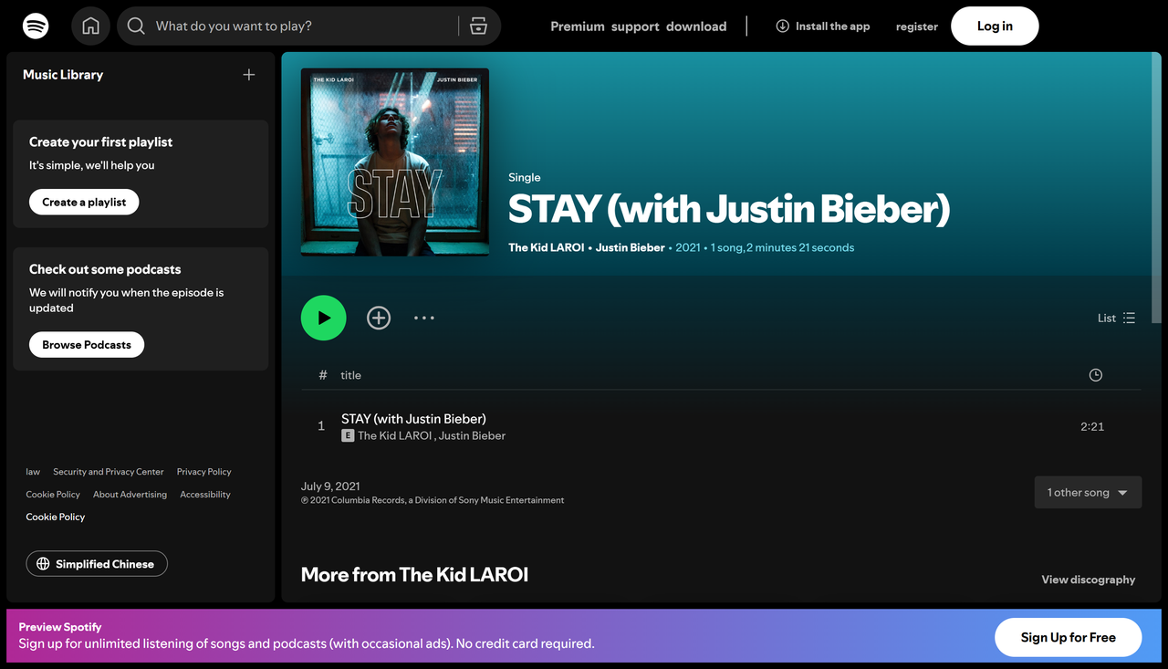 Cover di STAY - una canzone top con 1 miliardo di stream su Spotify