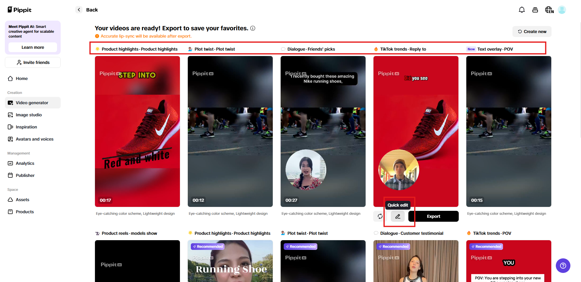 AI-powered generated videos