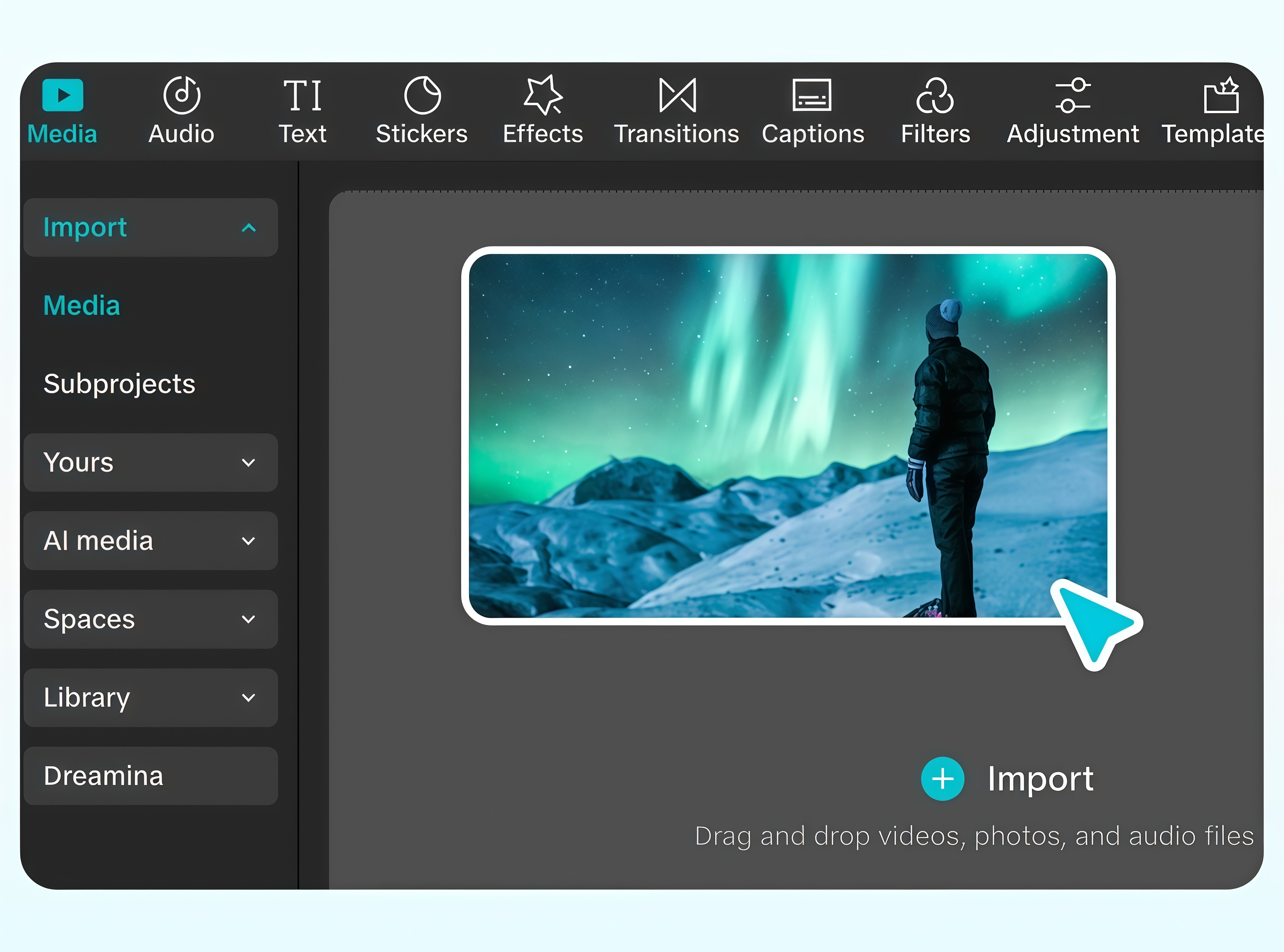 Bắt đầu dự án mới trong trình tạo video quảng cáo CapCut