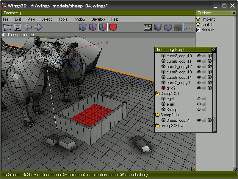 Wings 3D free animation software interface