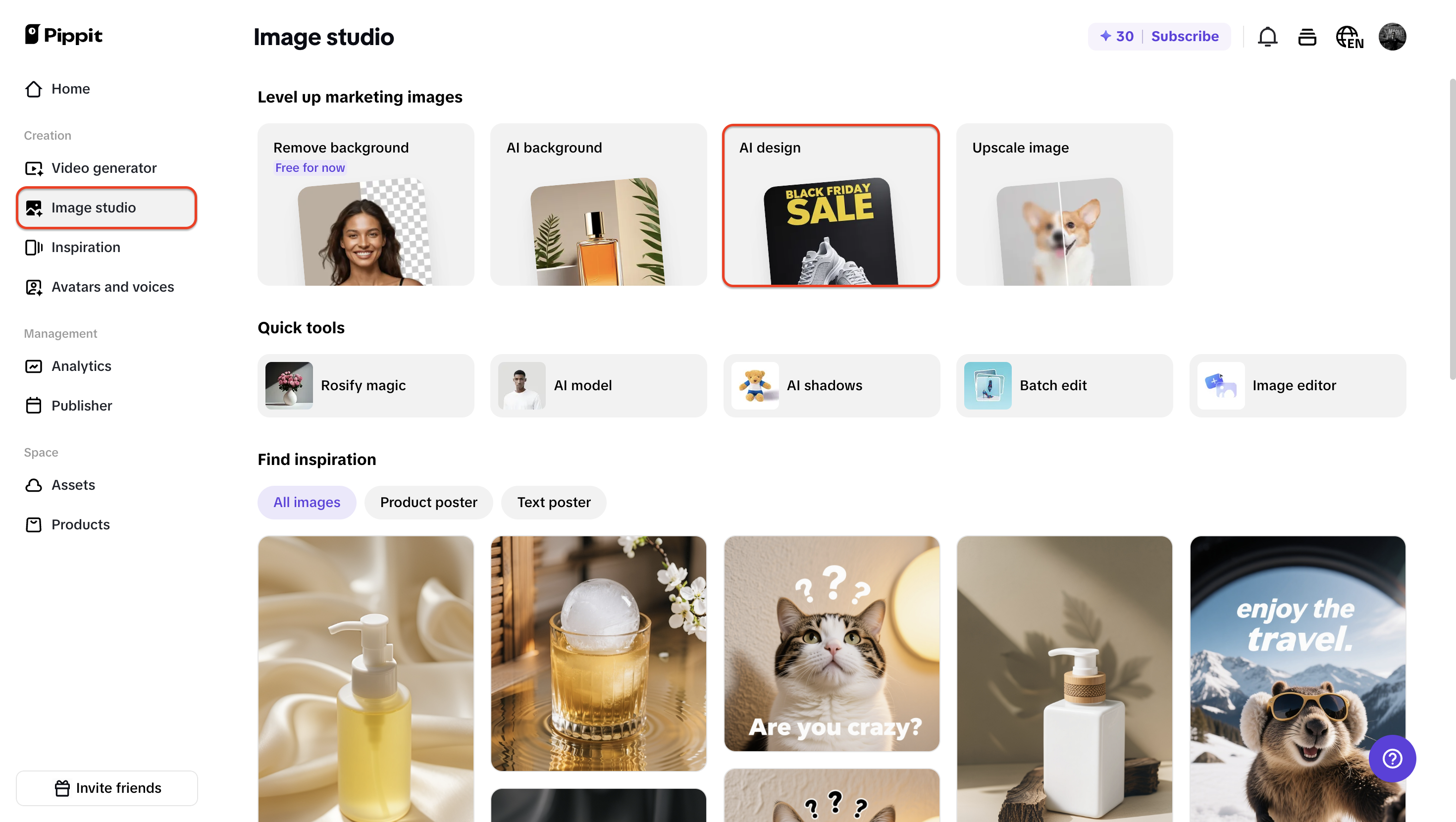 Access the AI design tab