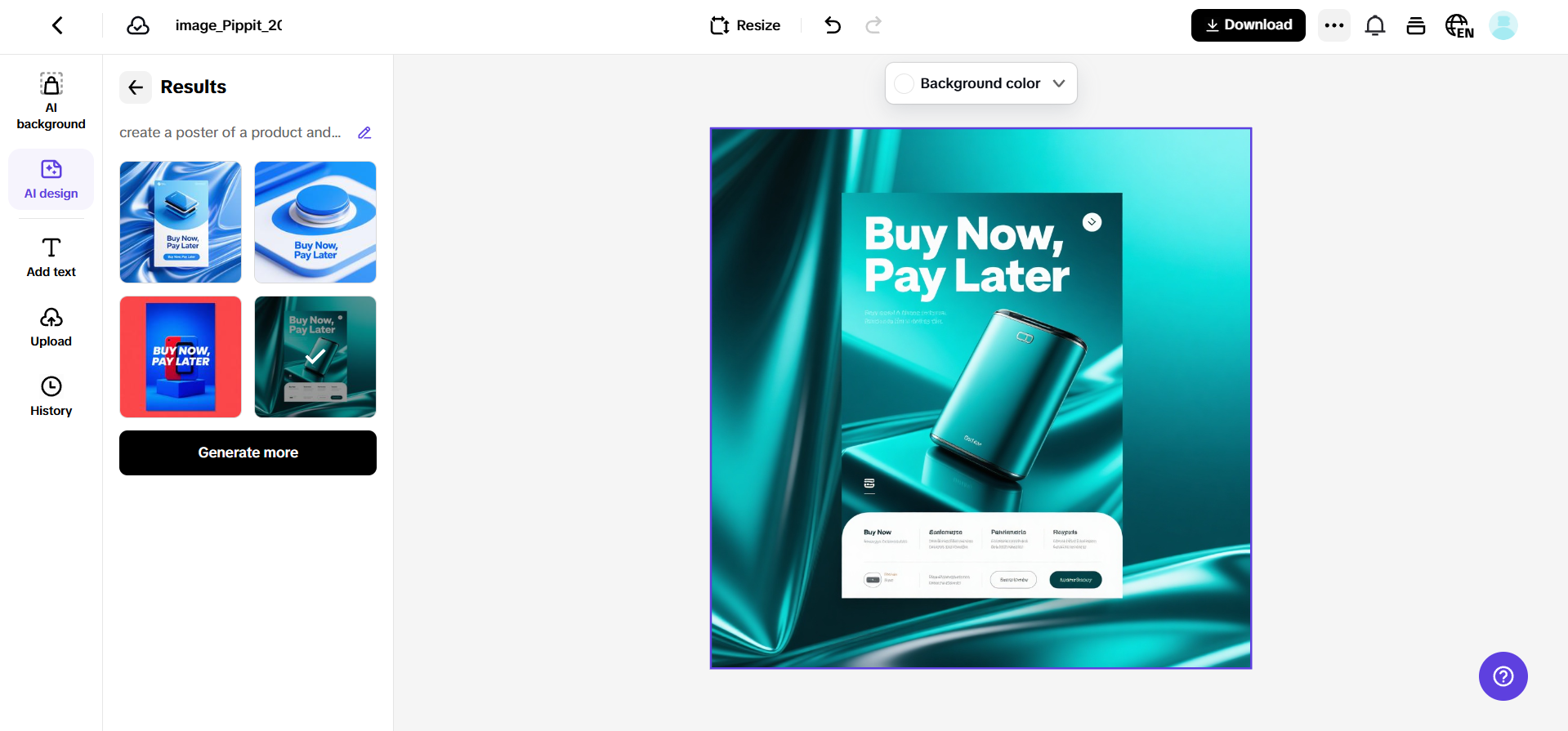 Poster generation feature by Pippit