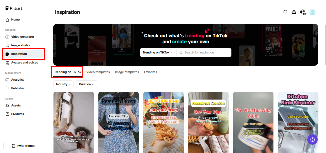 Plantillas de tendencias en TikTok en Pippit