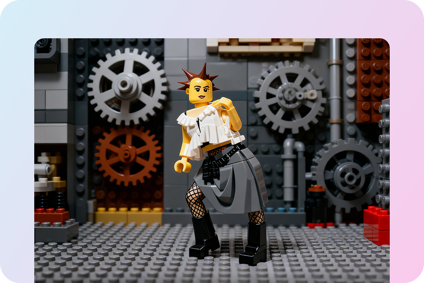 Maquette numérique montrant un prototype de minifigurine LEGO personnalisée