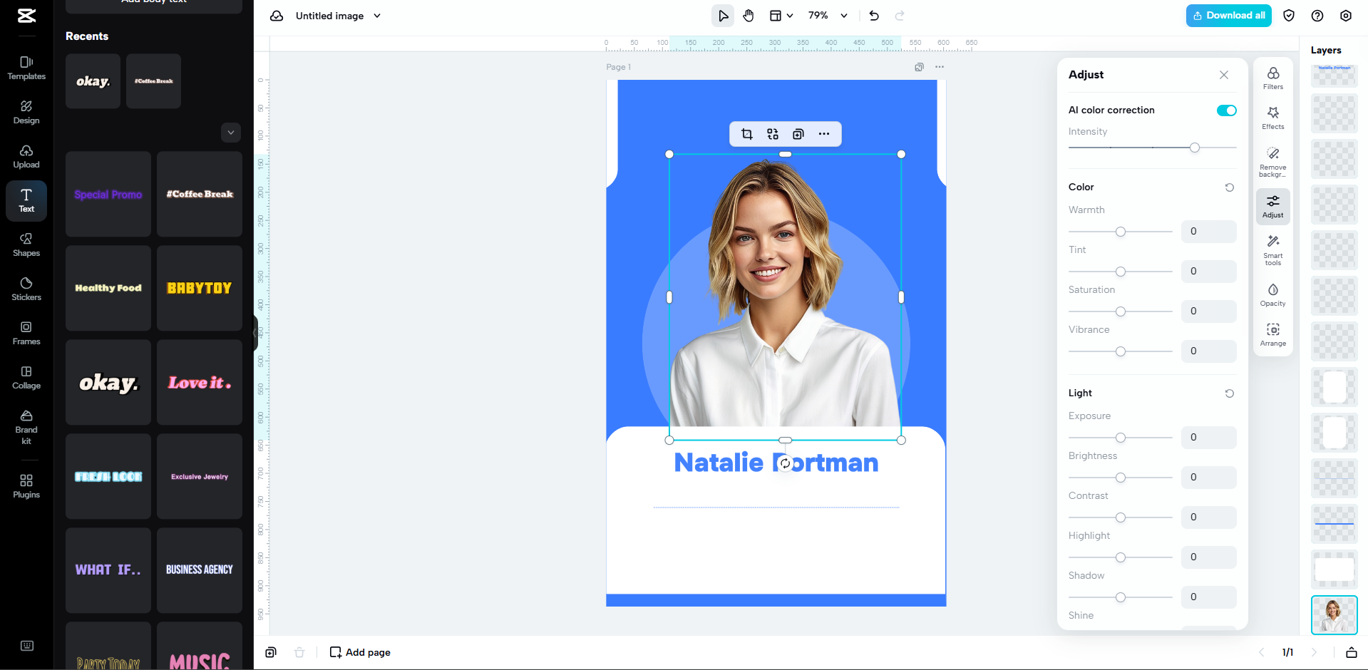 Interface of CapCut Web - a versatile online ID card maker