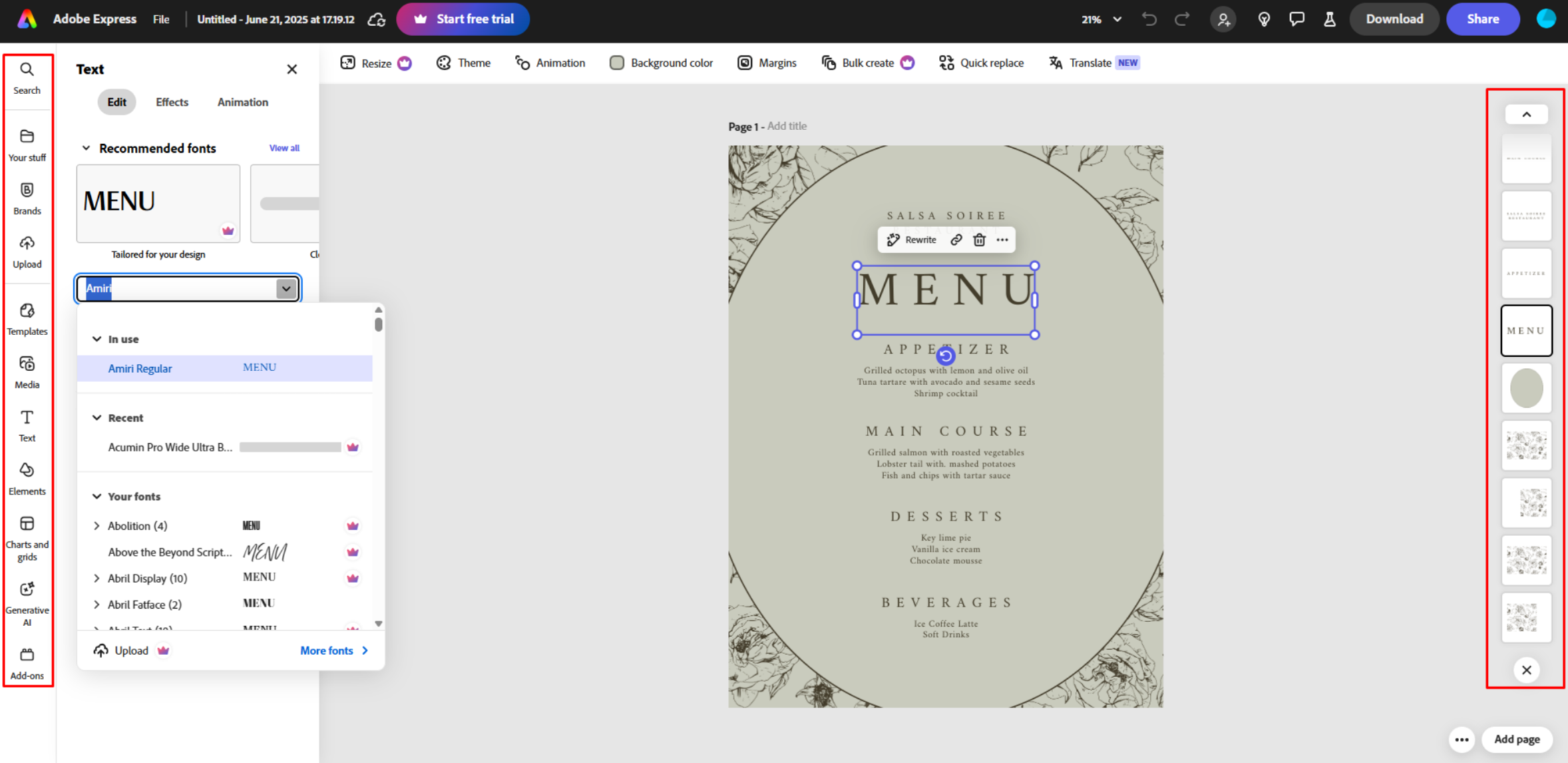 Inhoud toevoegen aan de flyer in Adobe