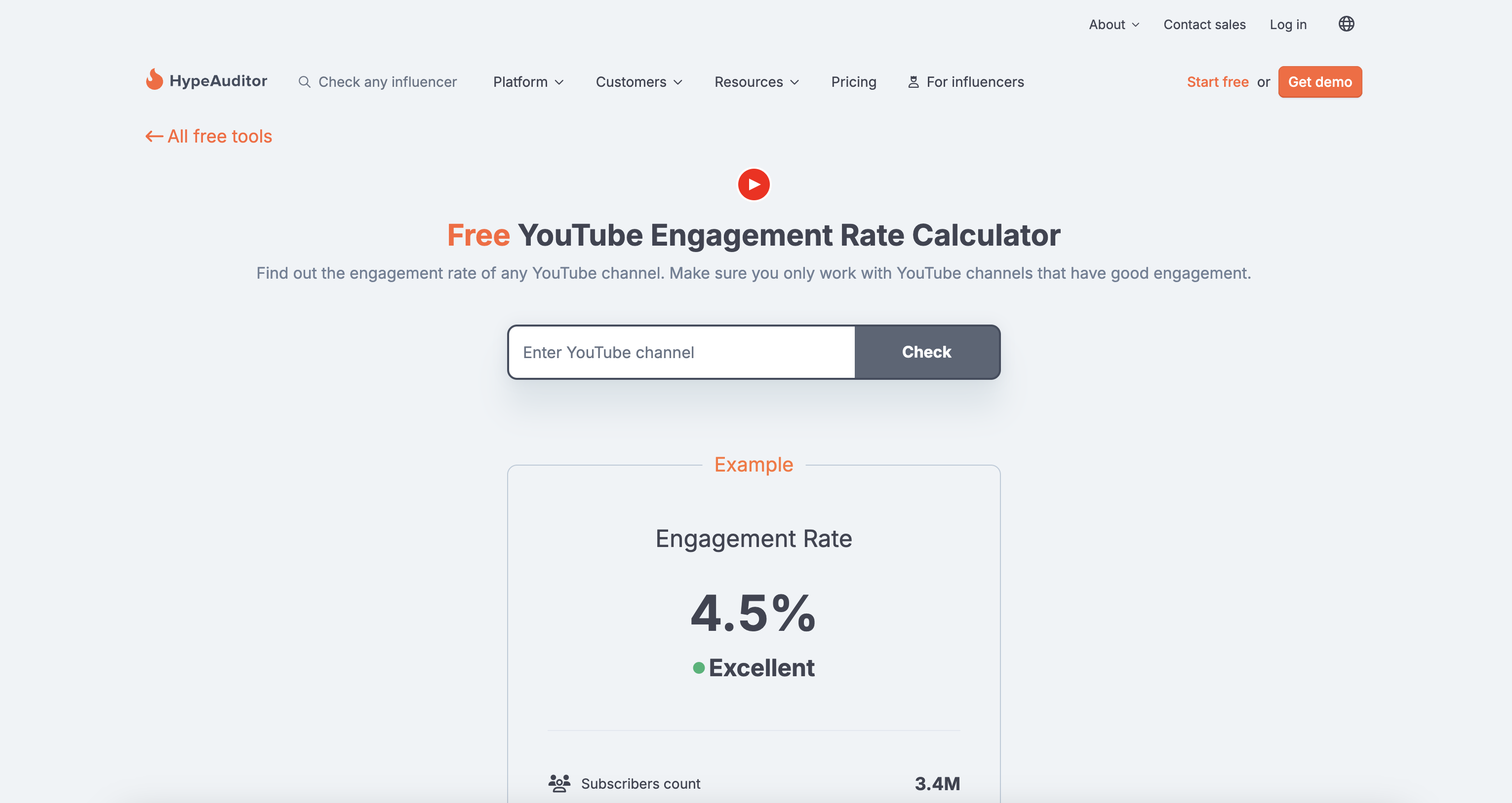 HypeAuditor YouTube video engagement rate calculator