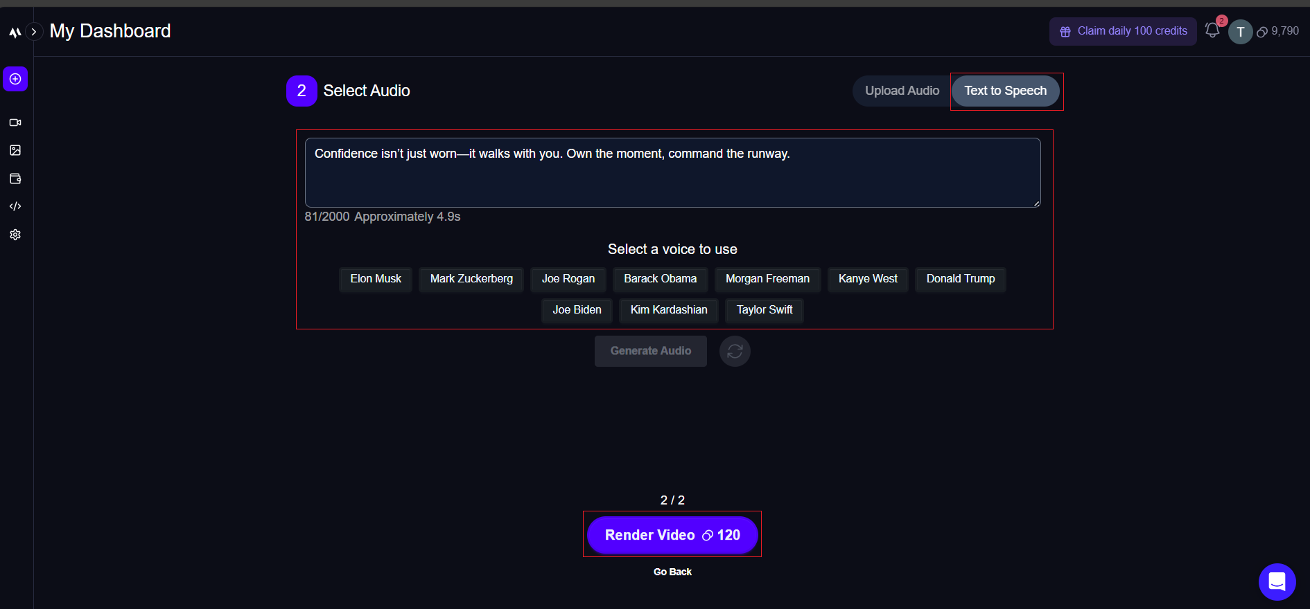 Generate your video