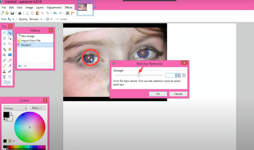 rote Augen entfernen