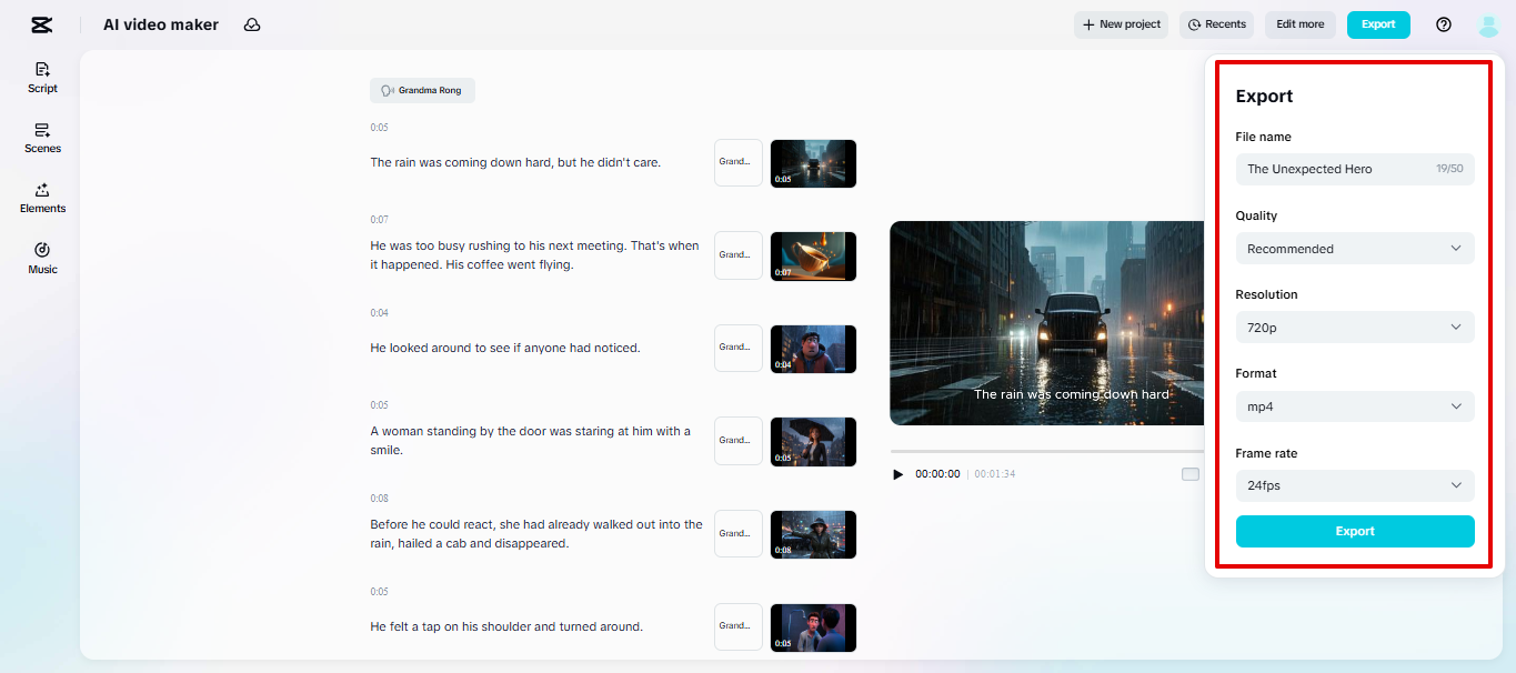 Exportando video desde CapCut Web