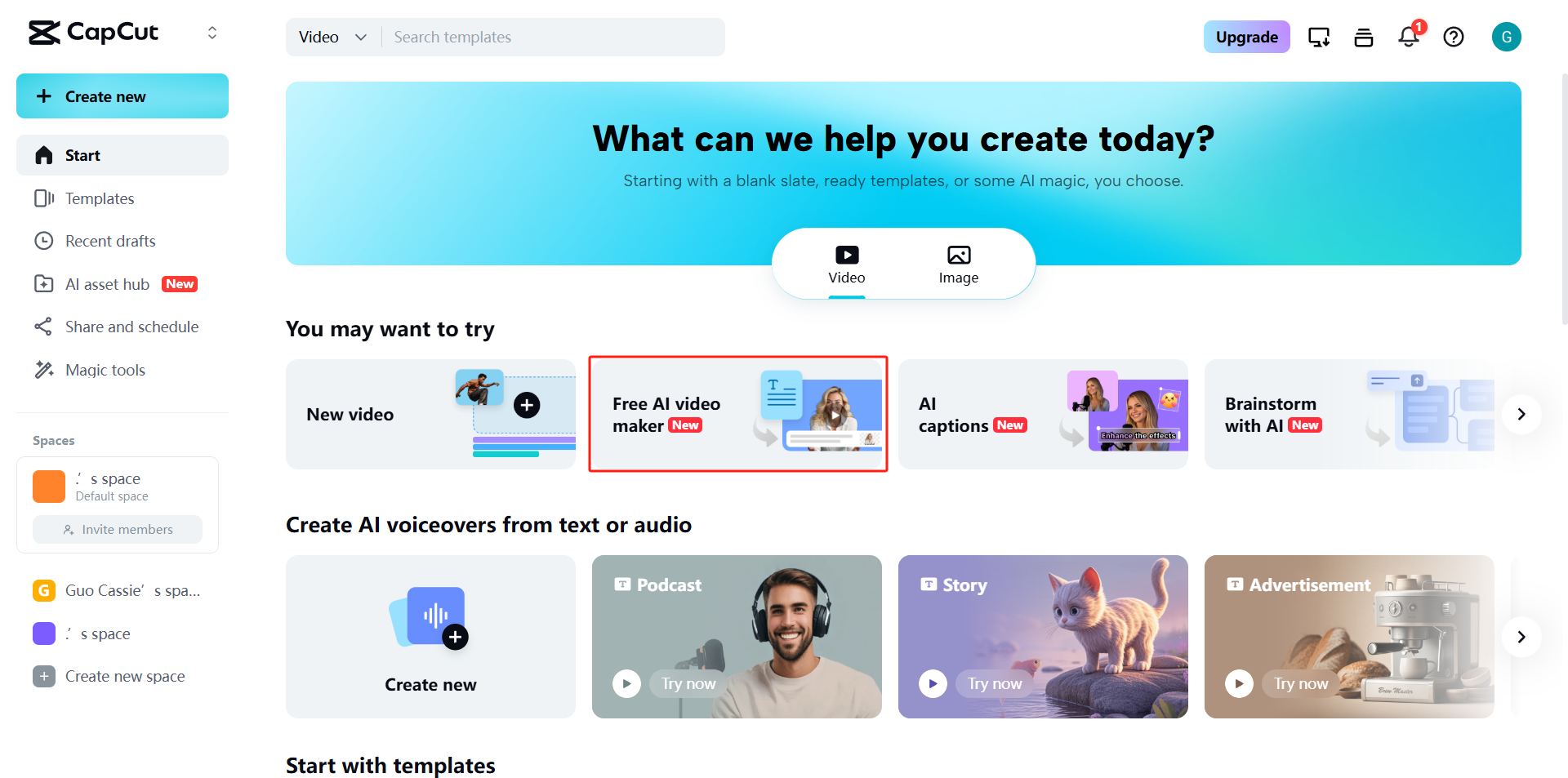 CapCut Web homepage