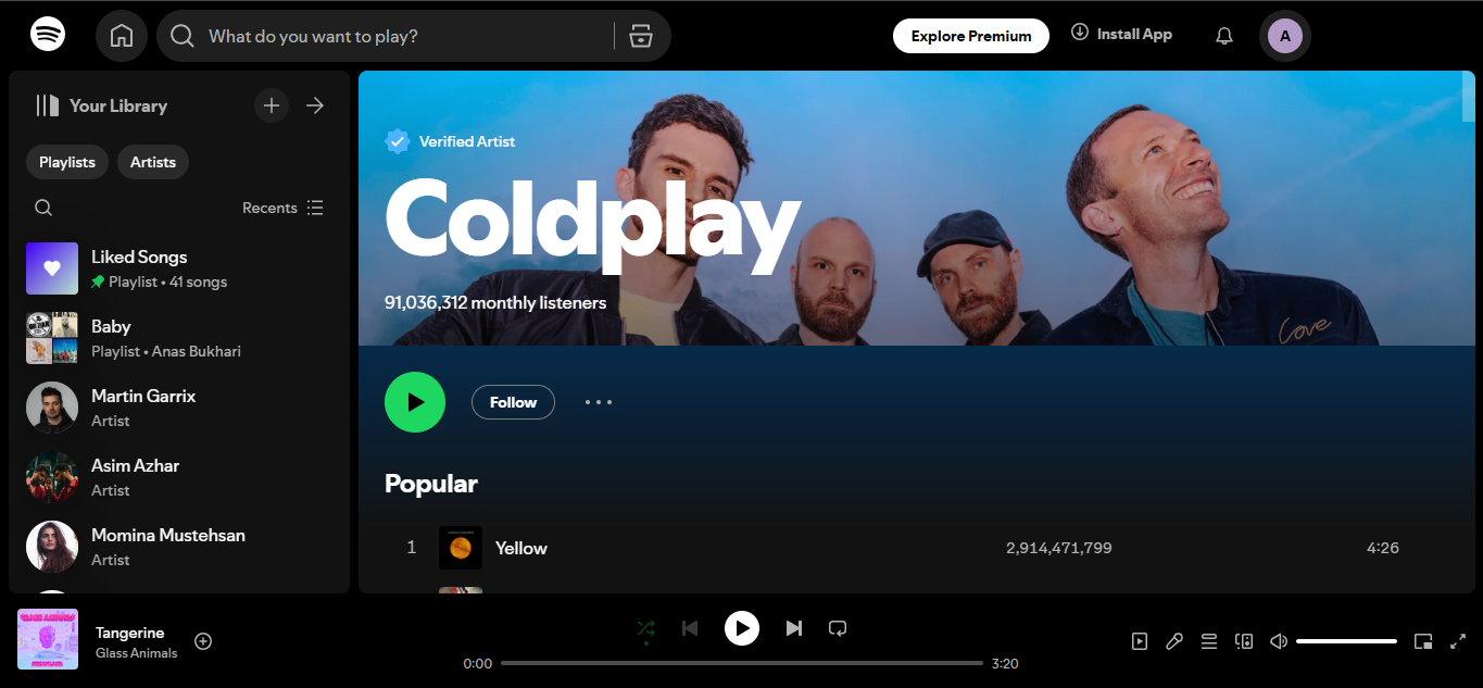 Coldplay - Aufnahme in die Liste der 500 besten Spotify-Künstler