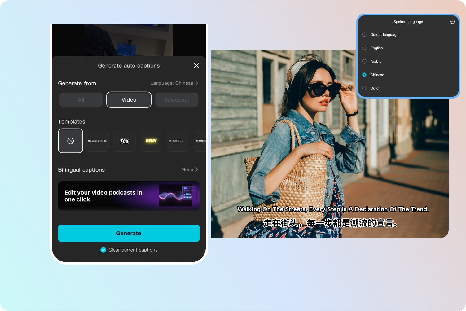 Auto-generate Chinese subtitles