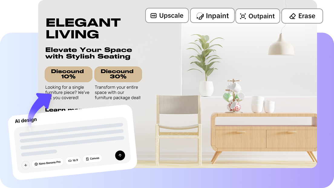 Turn text prompts into digital posters