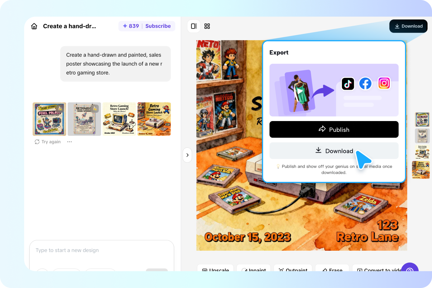 Export your desired poster design