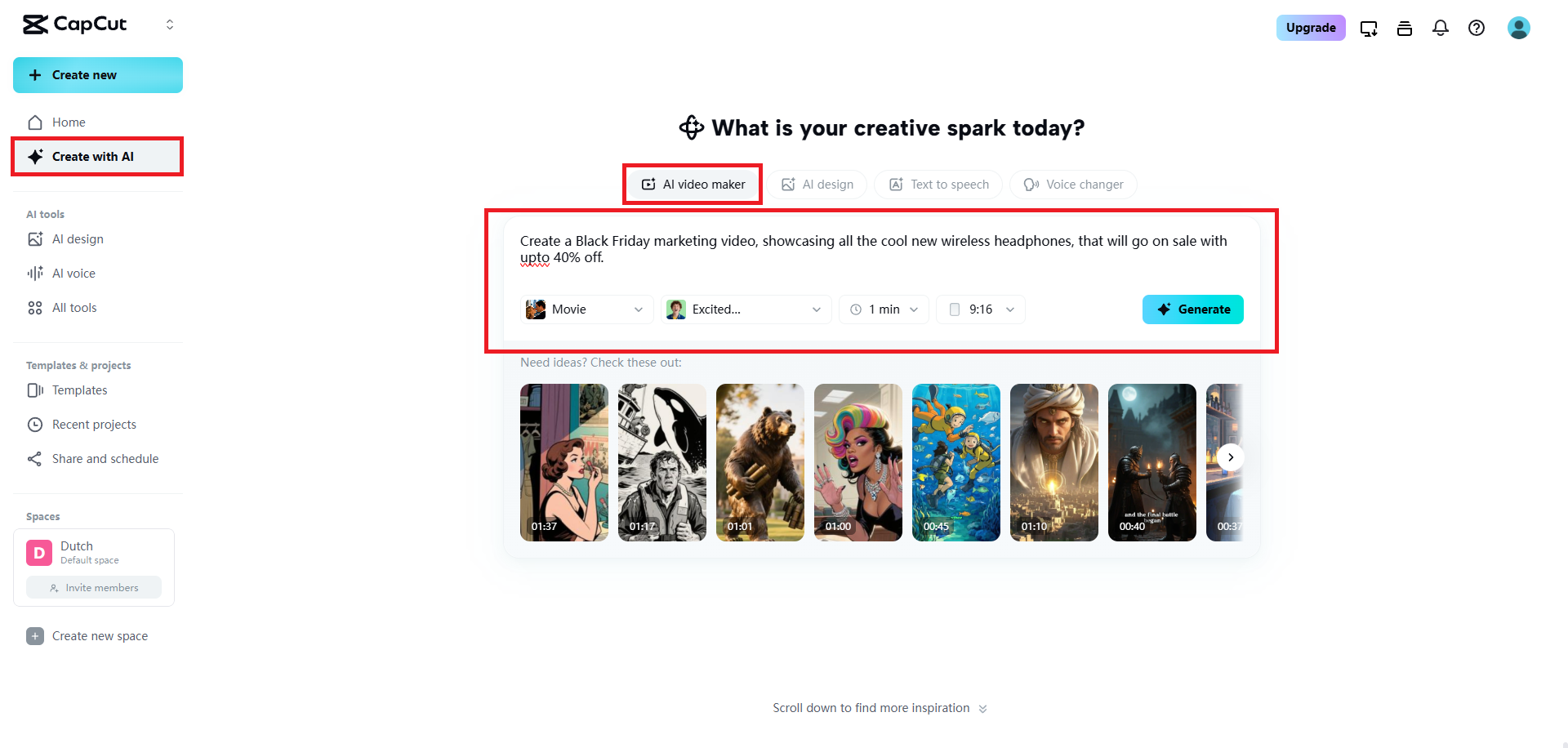 Enter your video details and generate it