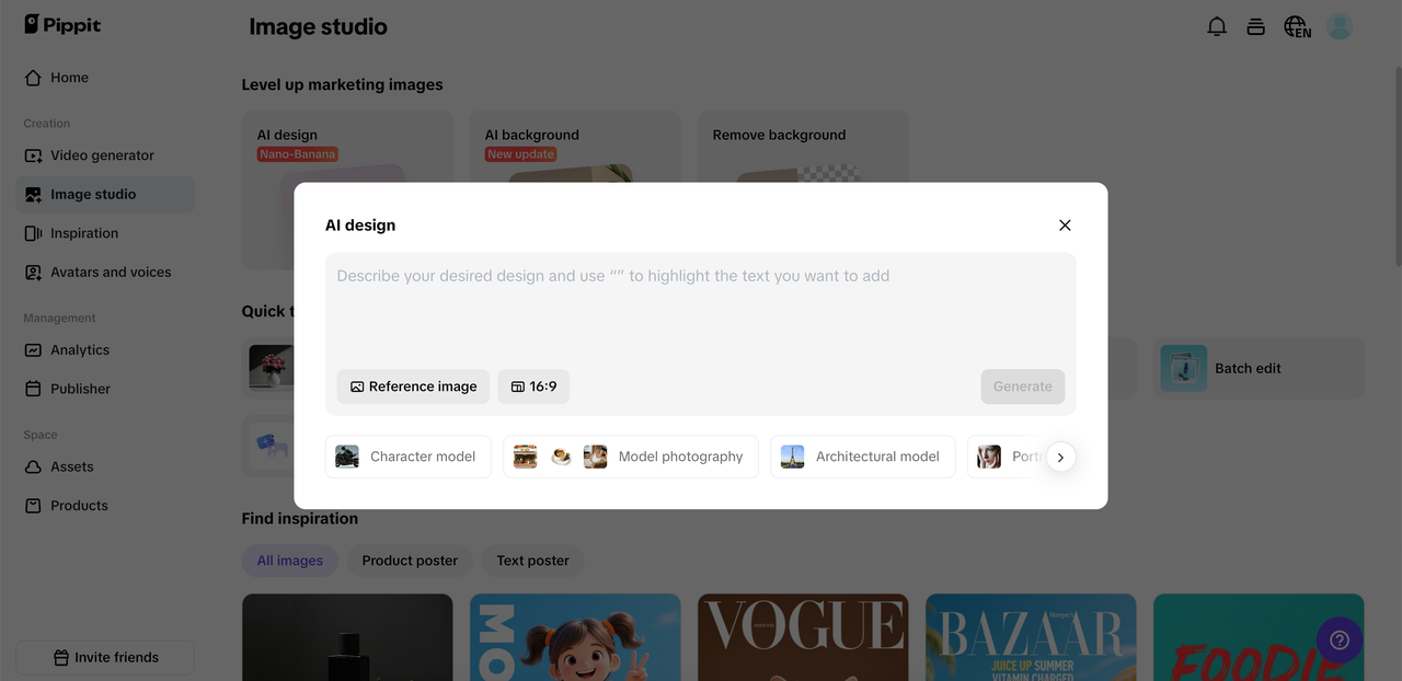 Write prompt and add reference image