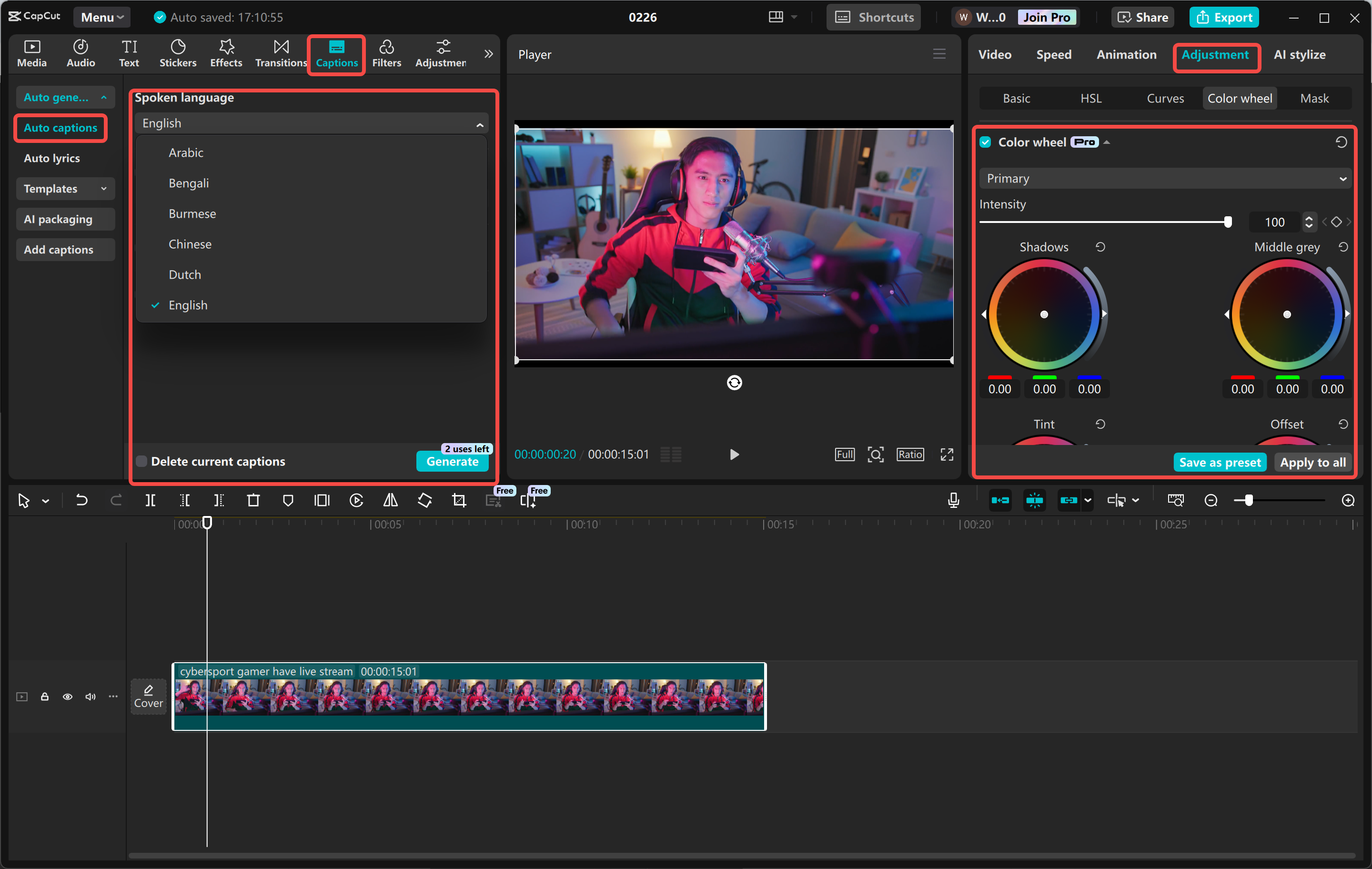 Montage d'une vidéo pour YouTube dans l' CapCut éditeur vidéo de bureau