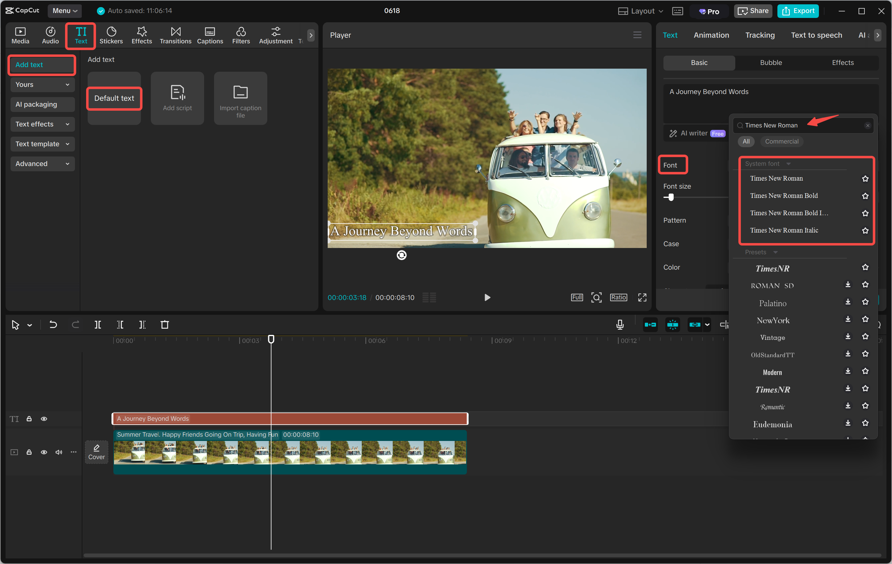 Menerapkan dan menyesuaikan font dengan editor video desktop CapCut