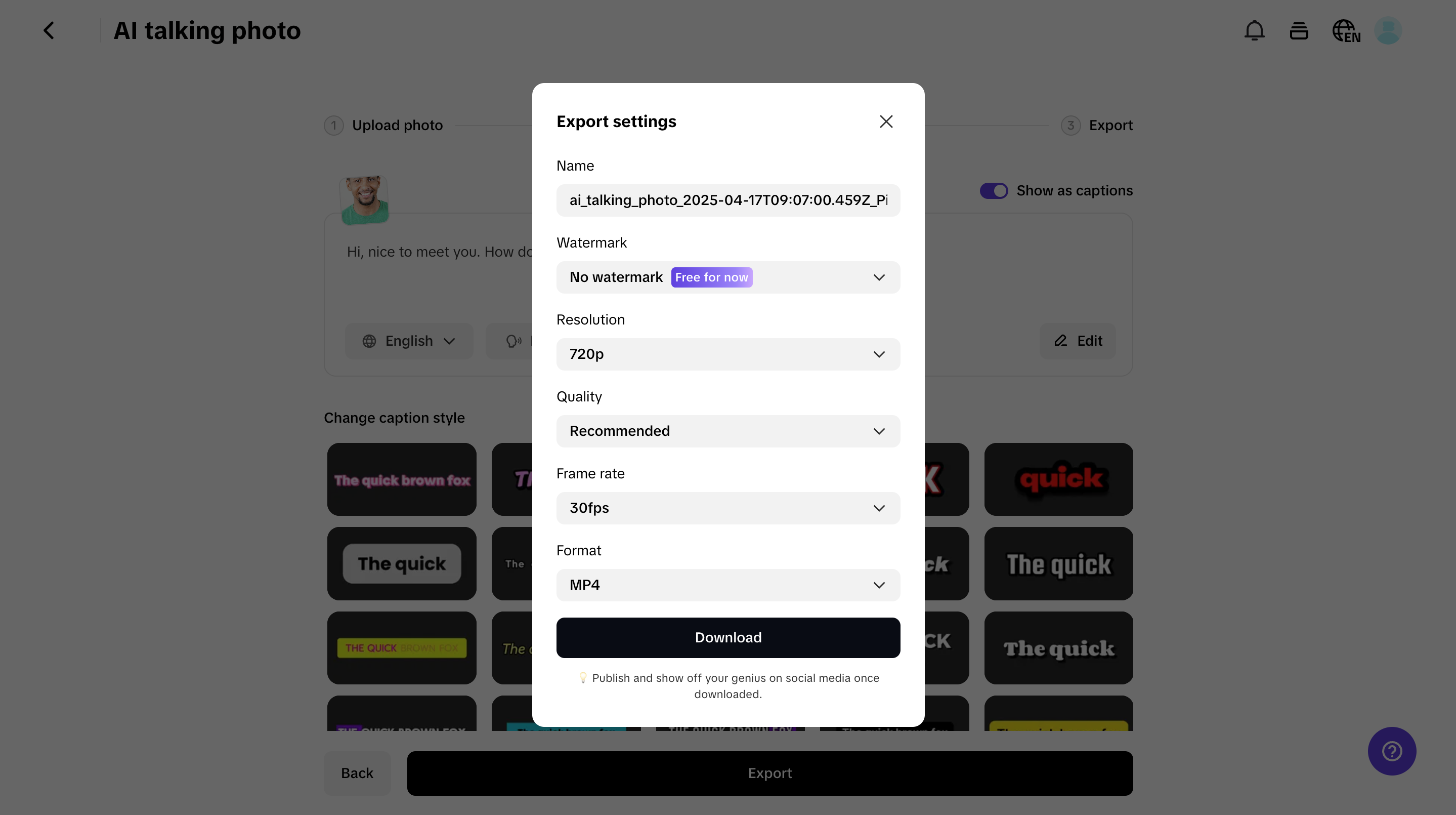 Export your avatar