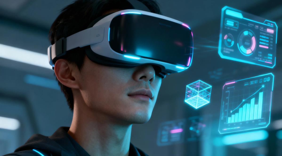 3D visuals of virtual & augmented reality