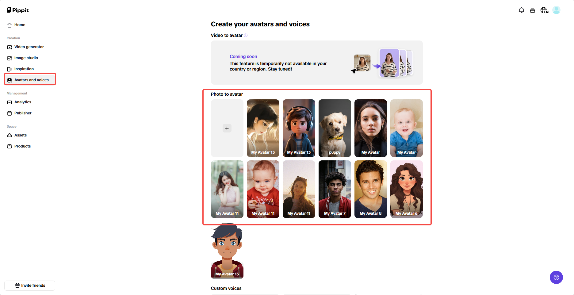 AI avatar generation