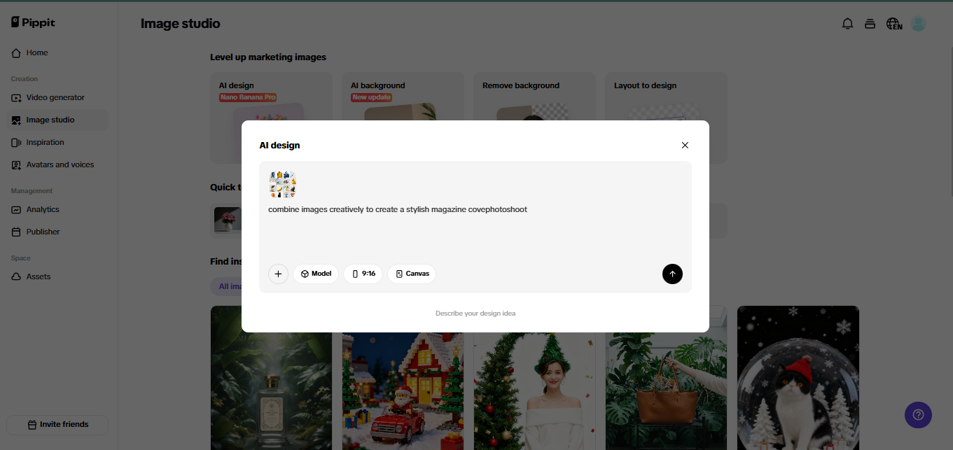Membuat gambar di Pippit