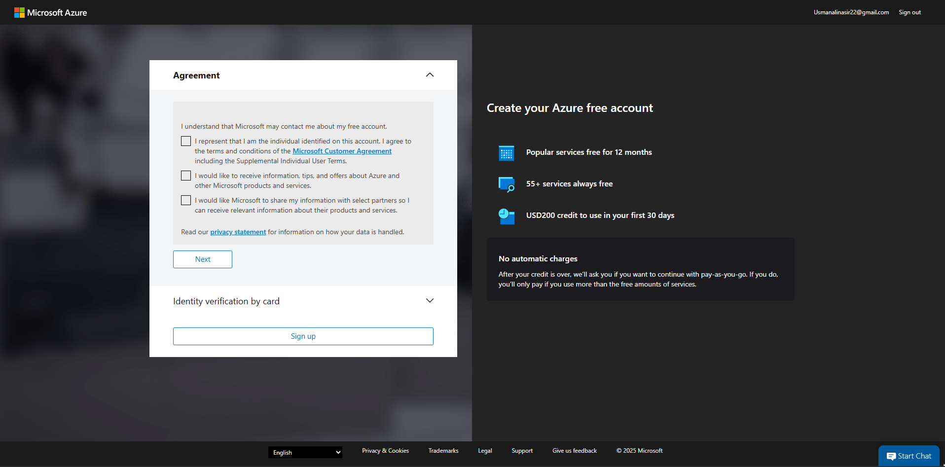 Creazione e accesso all'account Microsoft Azure