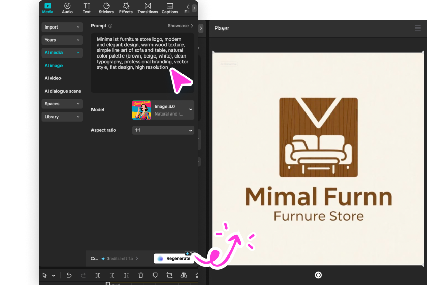 Generating a custom brand logo with CapCut's brand name logo generator
