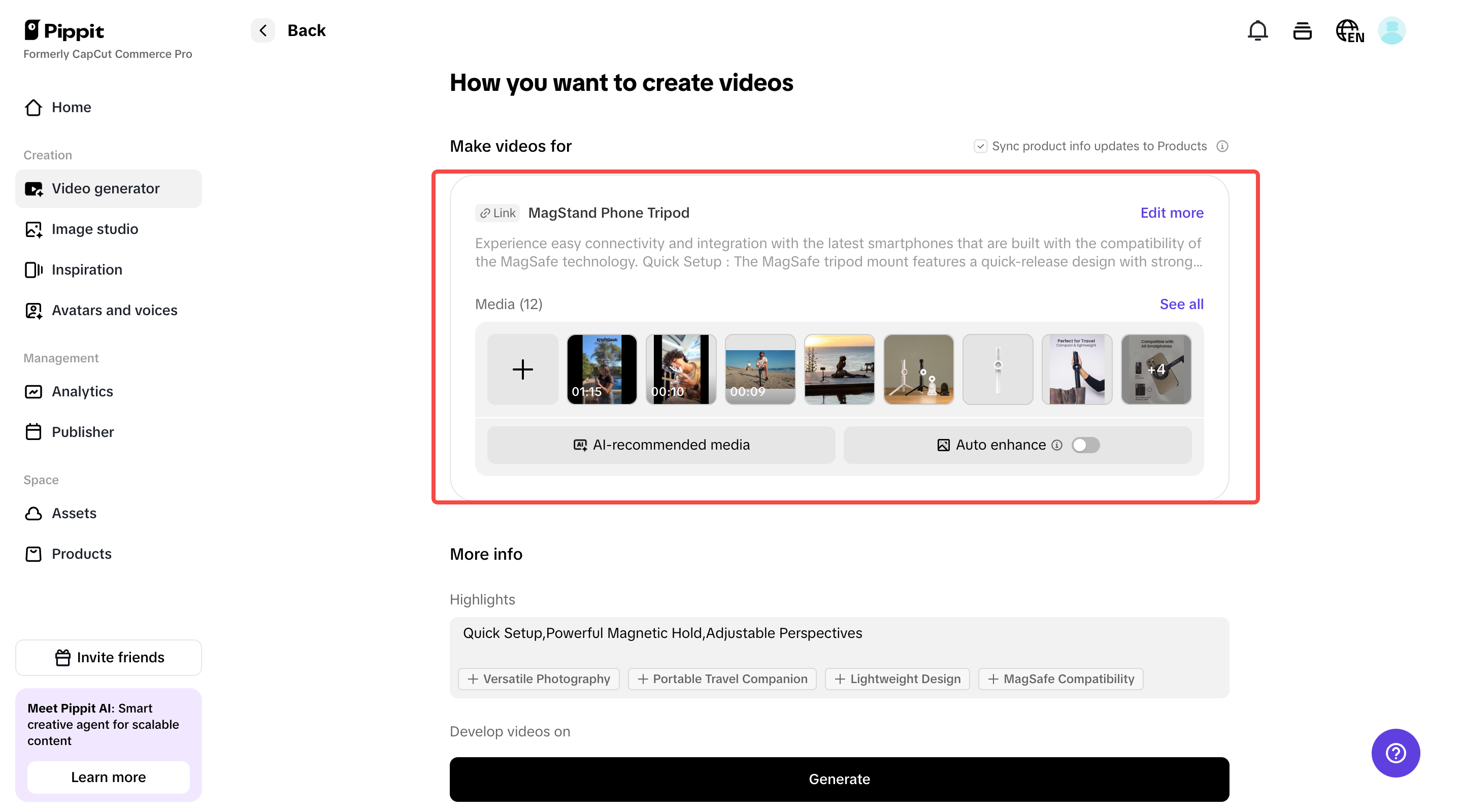 Pippit customization with brand elements