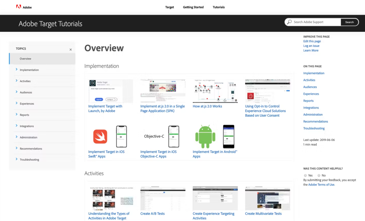 Adobe Target's interface