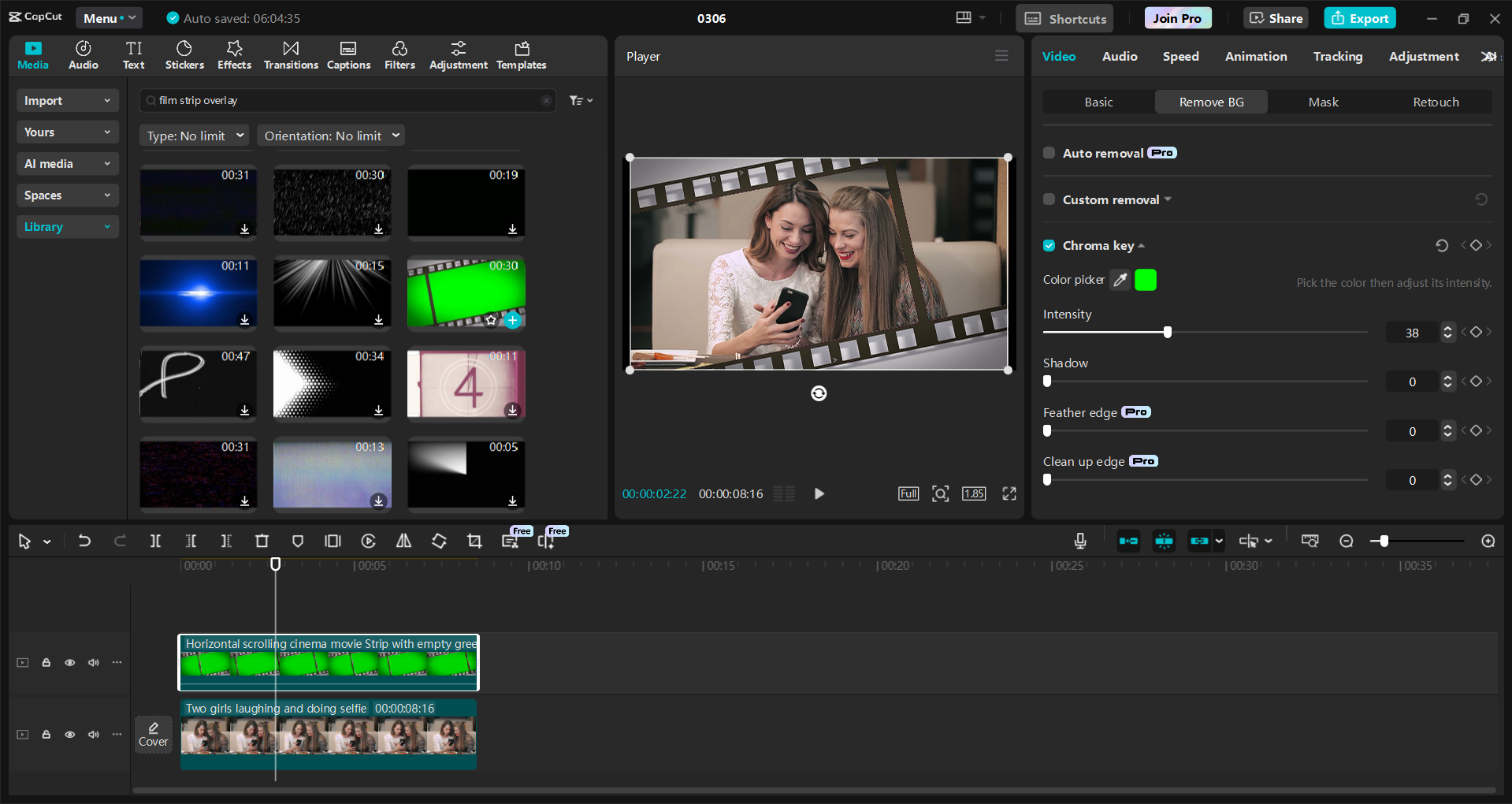 Interface do editor de vídeo para desktop CapCut - uma ferramenta ideal para adicionar sobreposição de tira de filme a vídeos