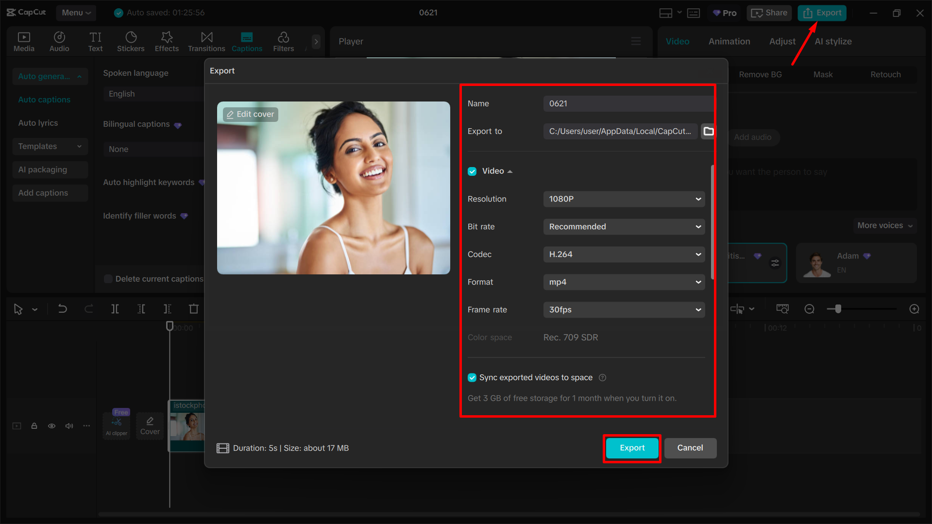 Exporting the video from the CapCut desktop video editor