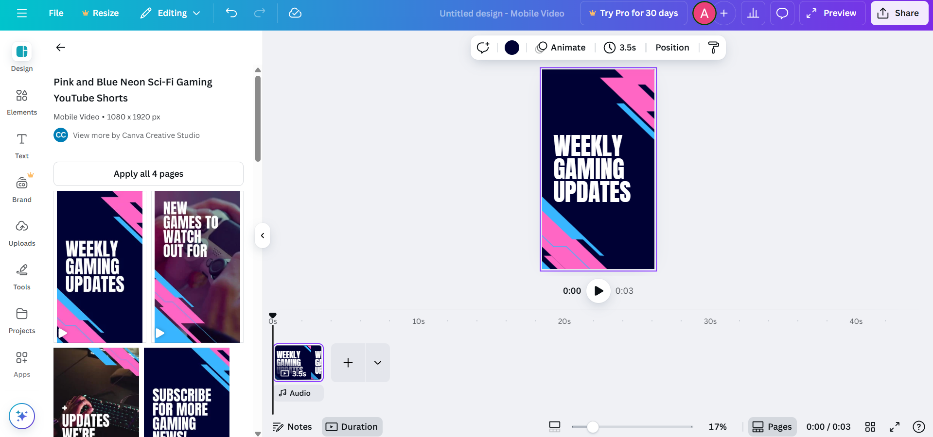 Canva interface