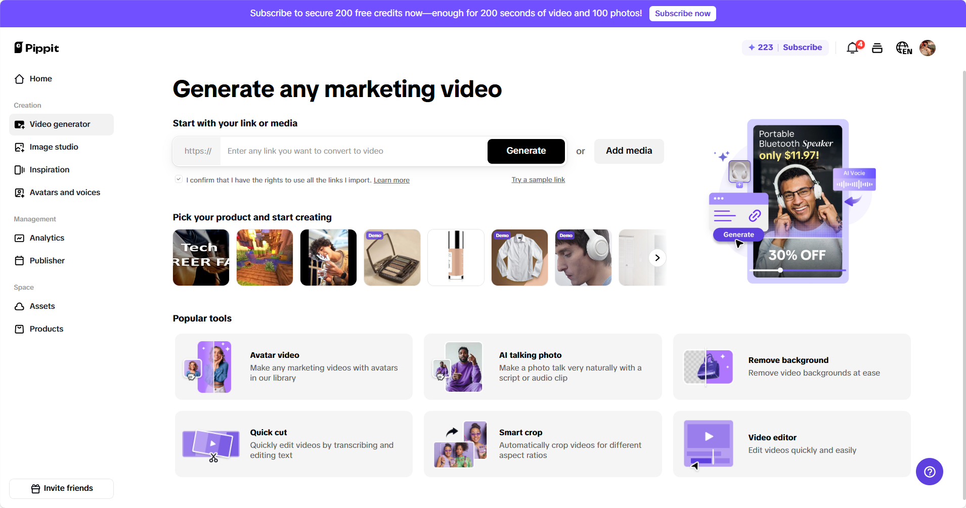 Pippit's user-friendly interface