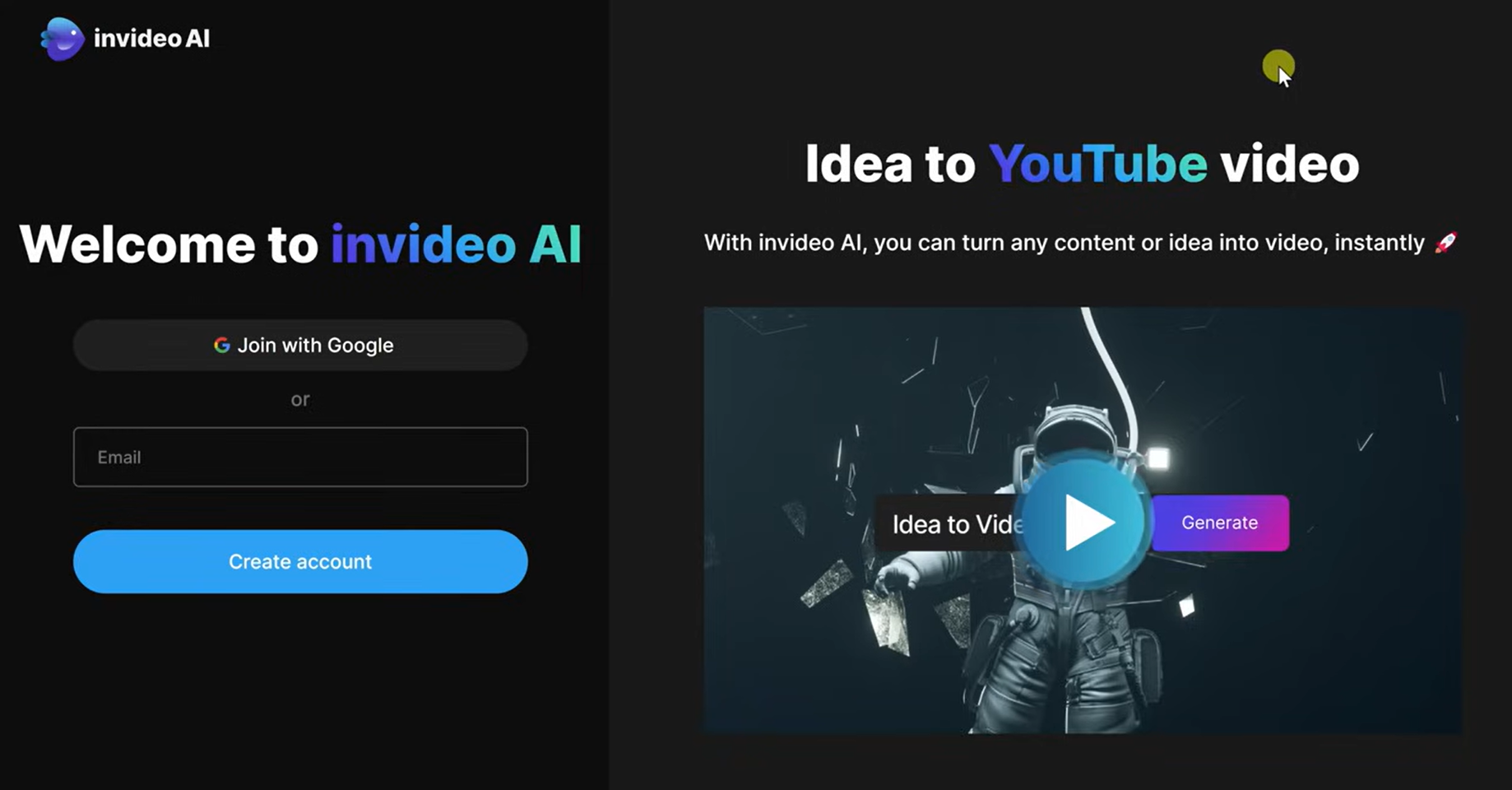 Importing images into the Invideo AI image to video tool