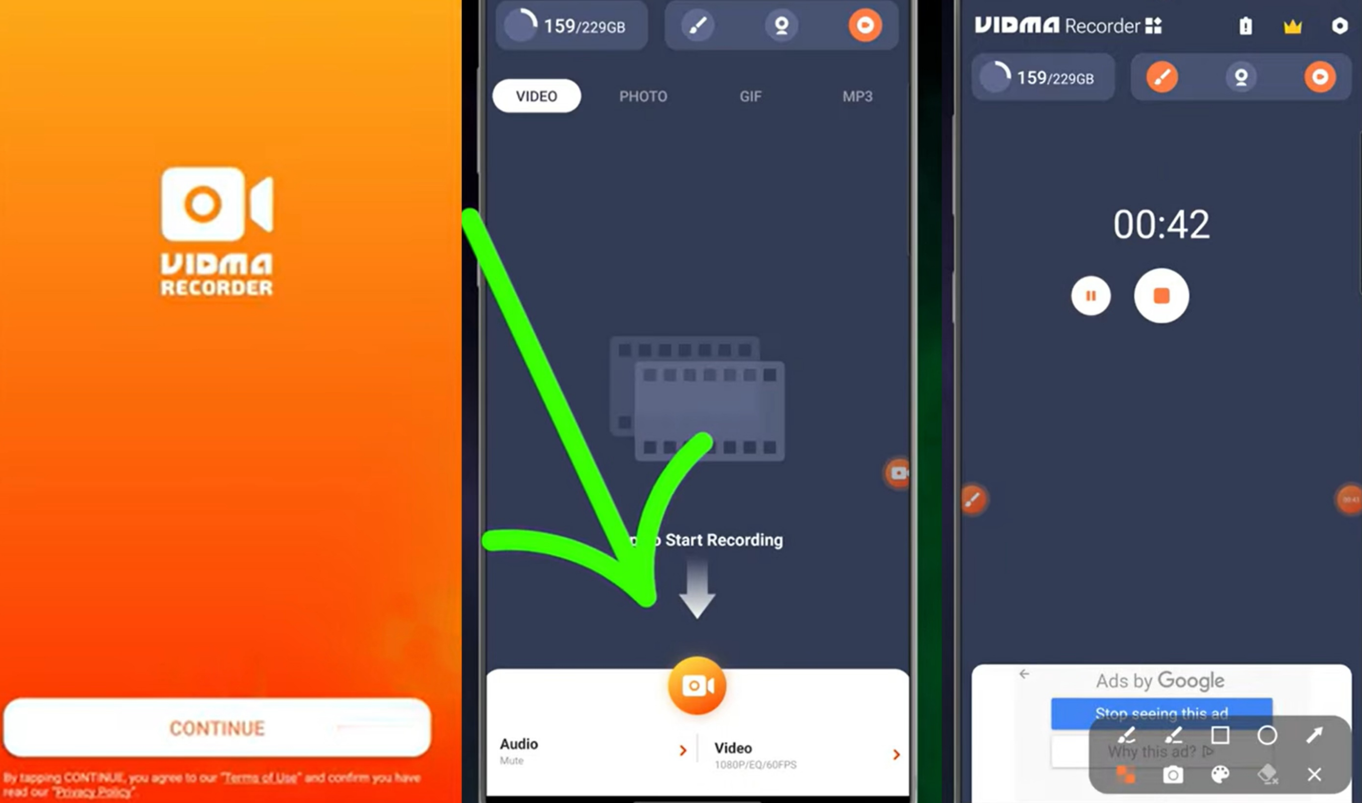 Isang mabilis at madaling paraan upang magamit ang Vidma Recorder sa mobile