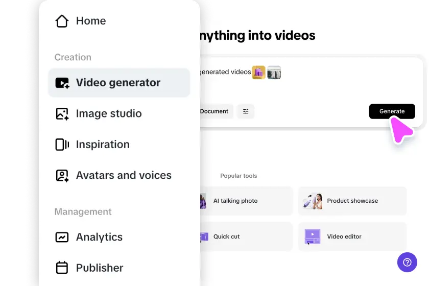 Enter a product link and generate