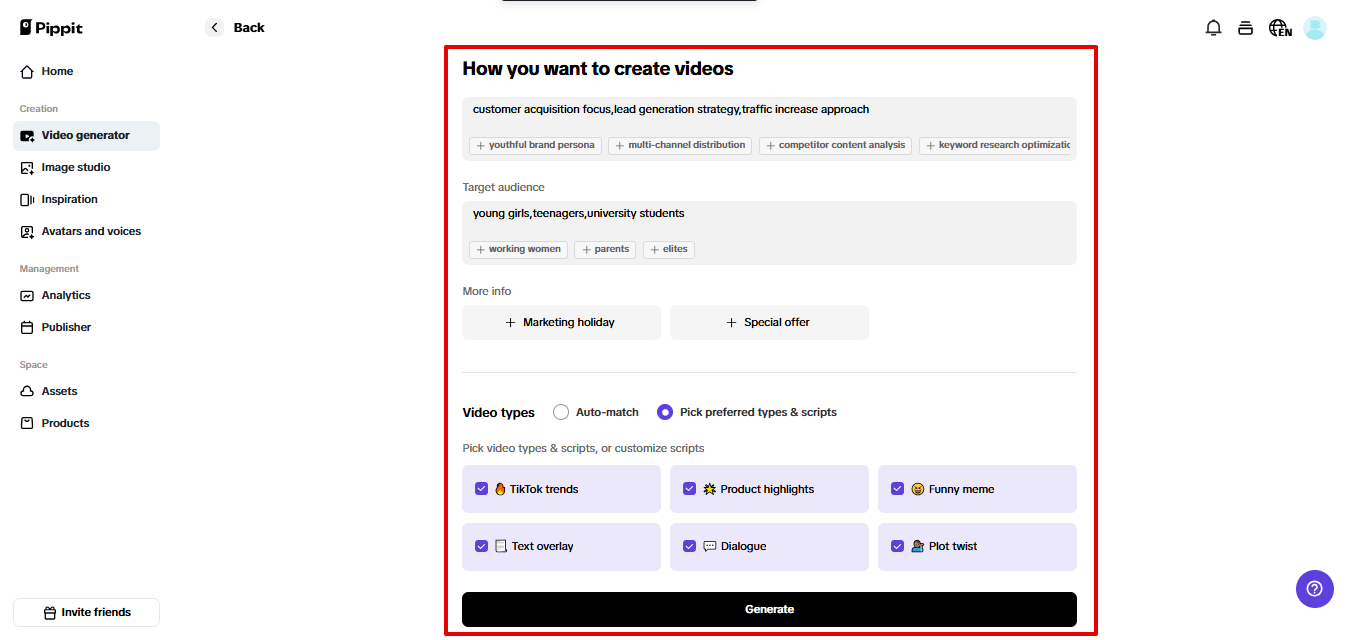 Converting PPT to video in Pippit