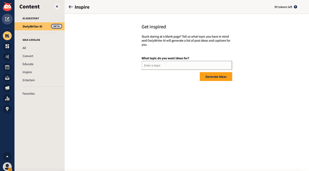 Giao diện của Hootsuite - một công cụ AI tạo chú thích mạng xã hội đáng tin cậy