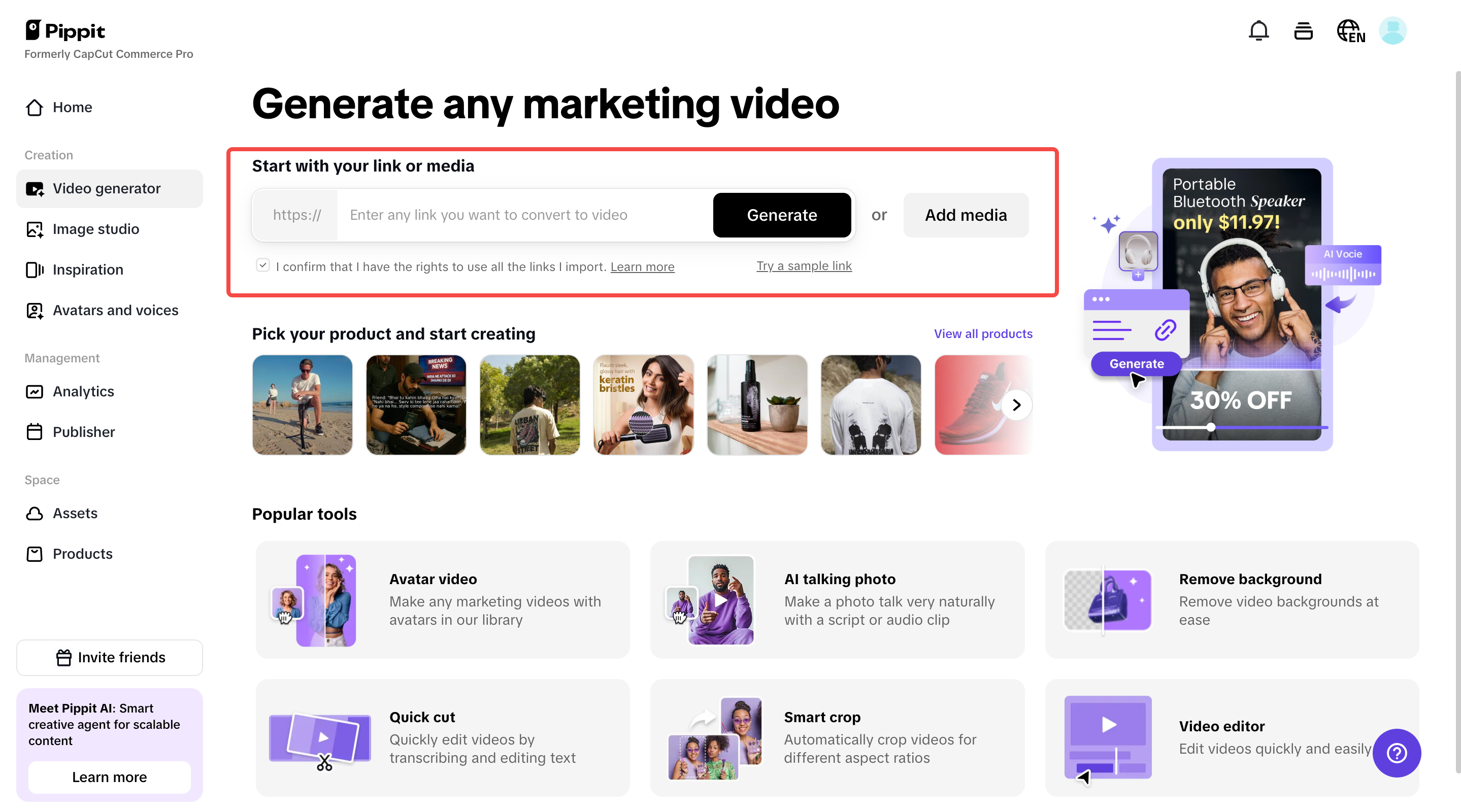 Nahrajte odkazy na produkty nebo média