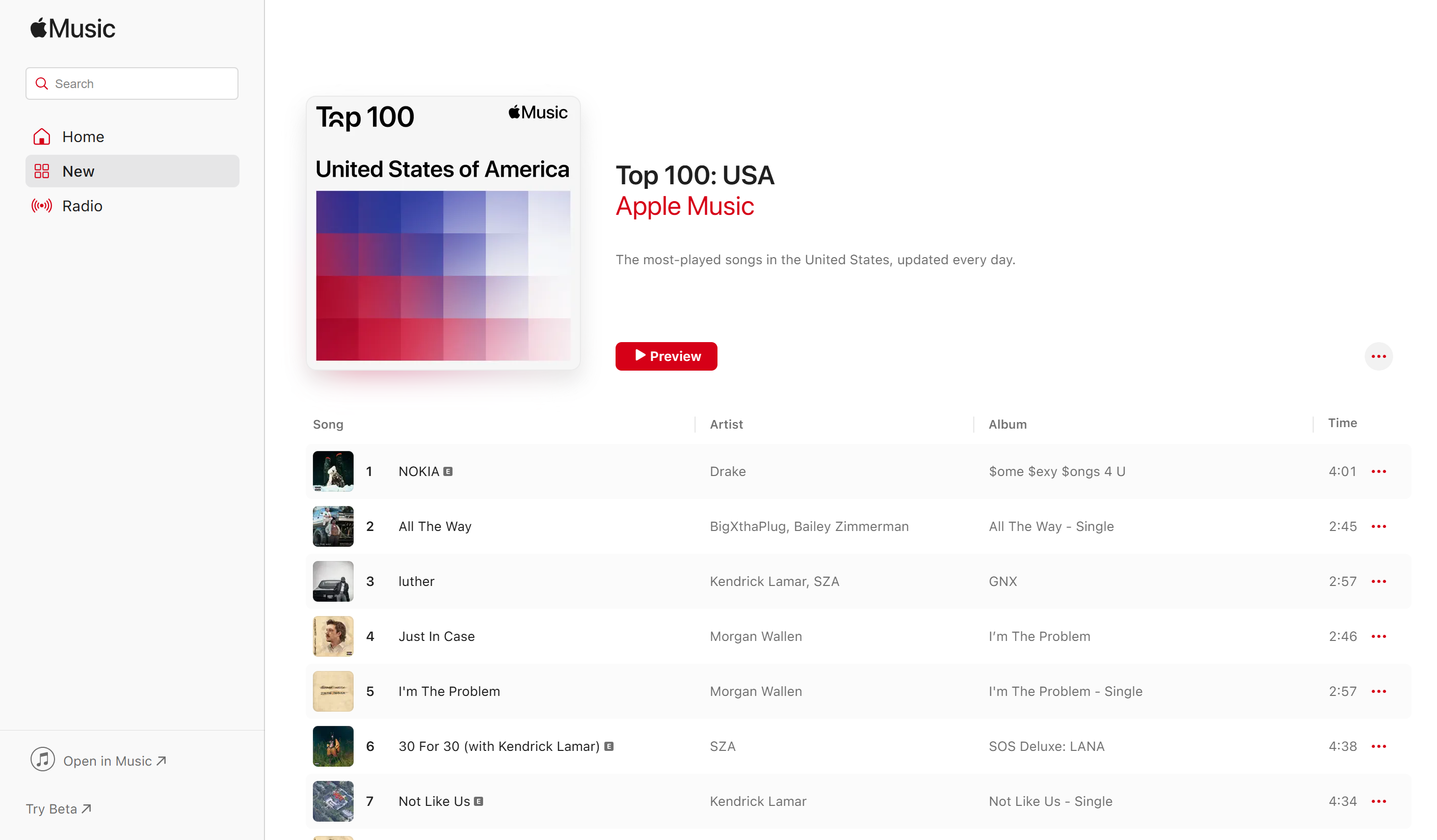 Ang Apple Music Chart ay nagraranggo ng mga nangungunang kanta batay sa mga stream
