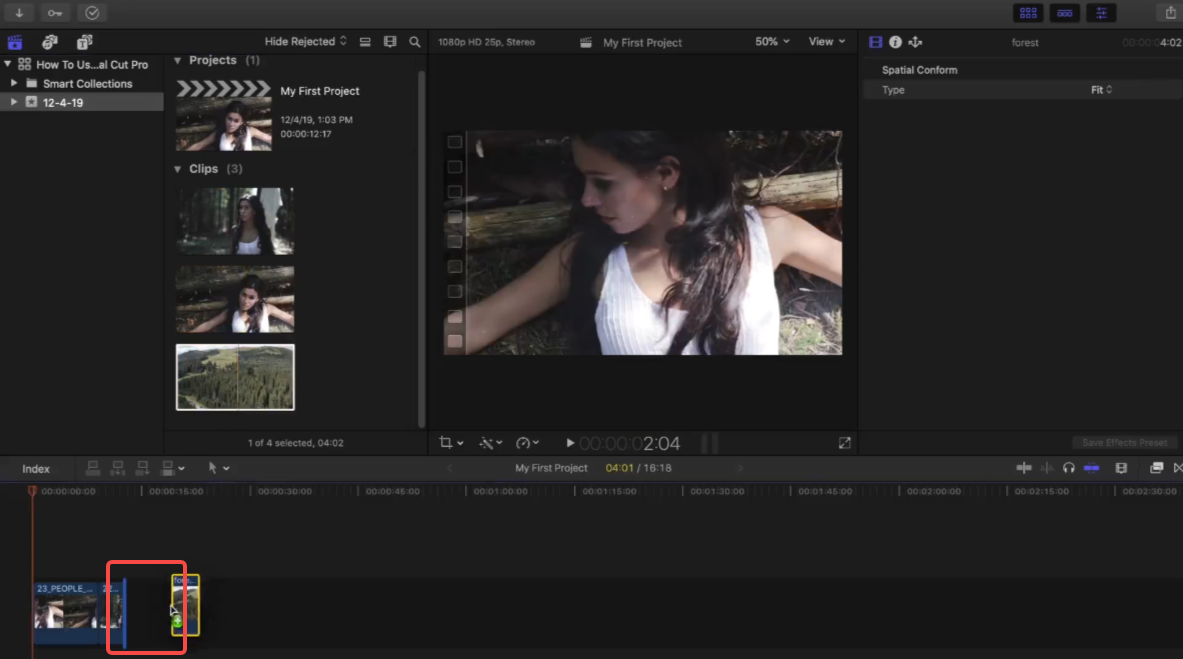 Arrange and trim clips in the timeline