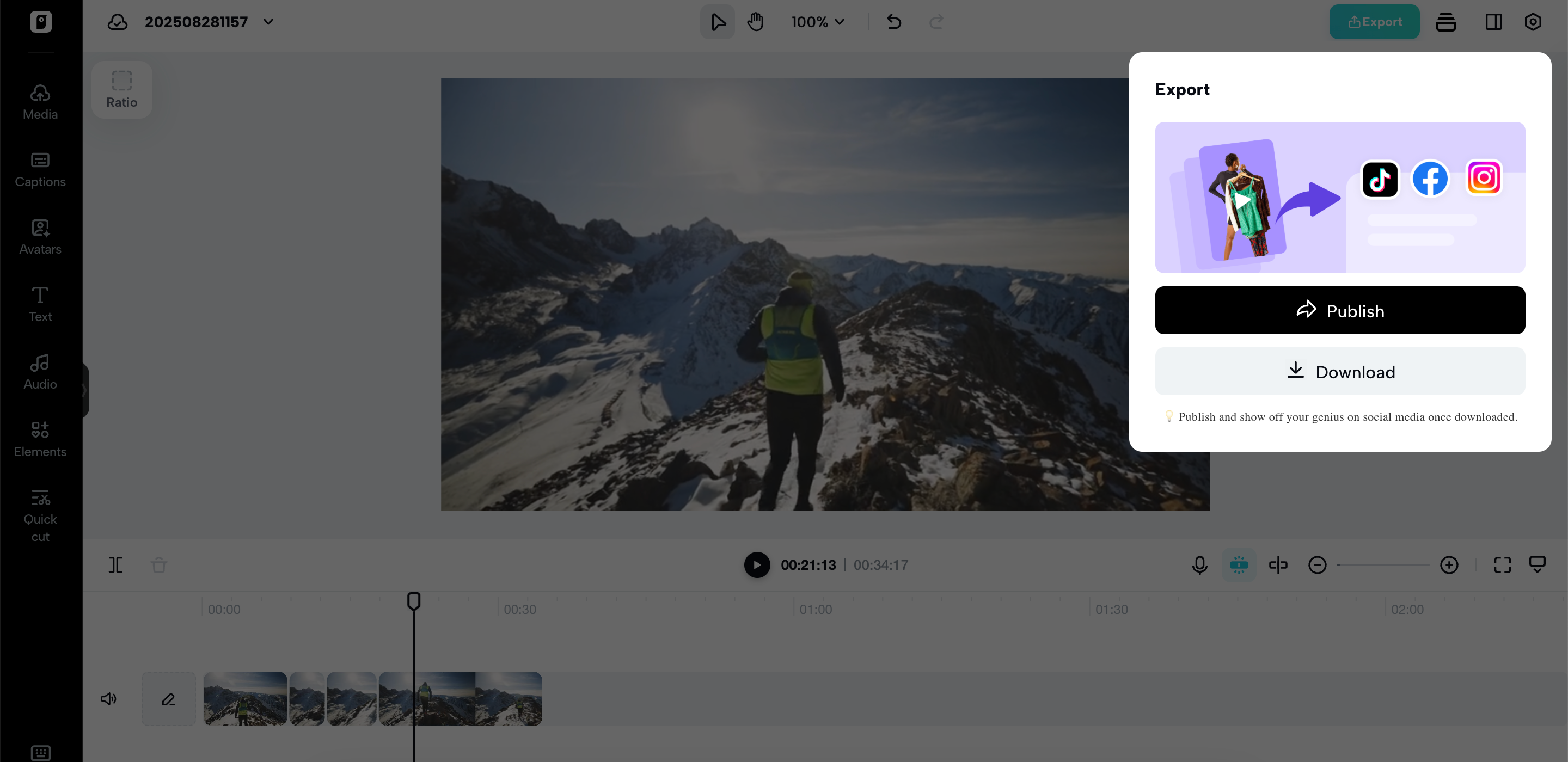 Export and share your video
